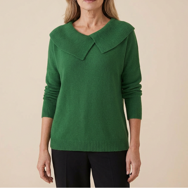 Women's Asymmetric Collar Knit Sweater | Effortless Polish 1