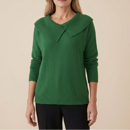 Women's Asymmetric Collar Knit Sweater | Effortless Polish 1