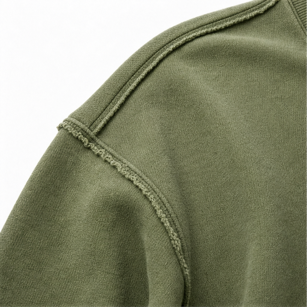 Women's Oversized Henley Sweatshirt | Structured Collar & Raw-Edge Detailing 7