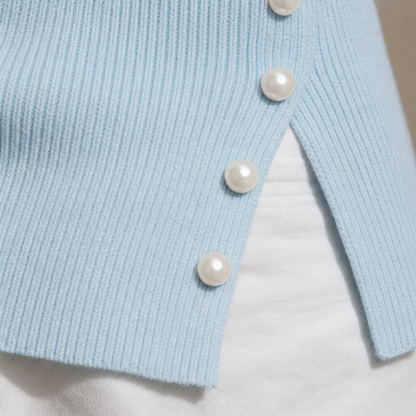 Women's Off-Shoulder Knit Top | Pearl Neckline Detail 8