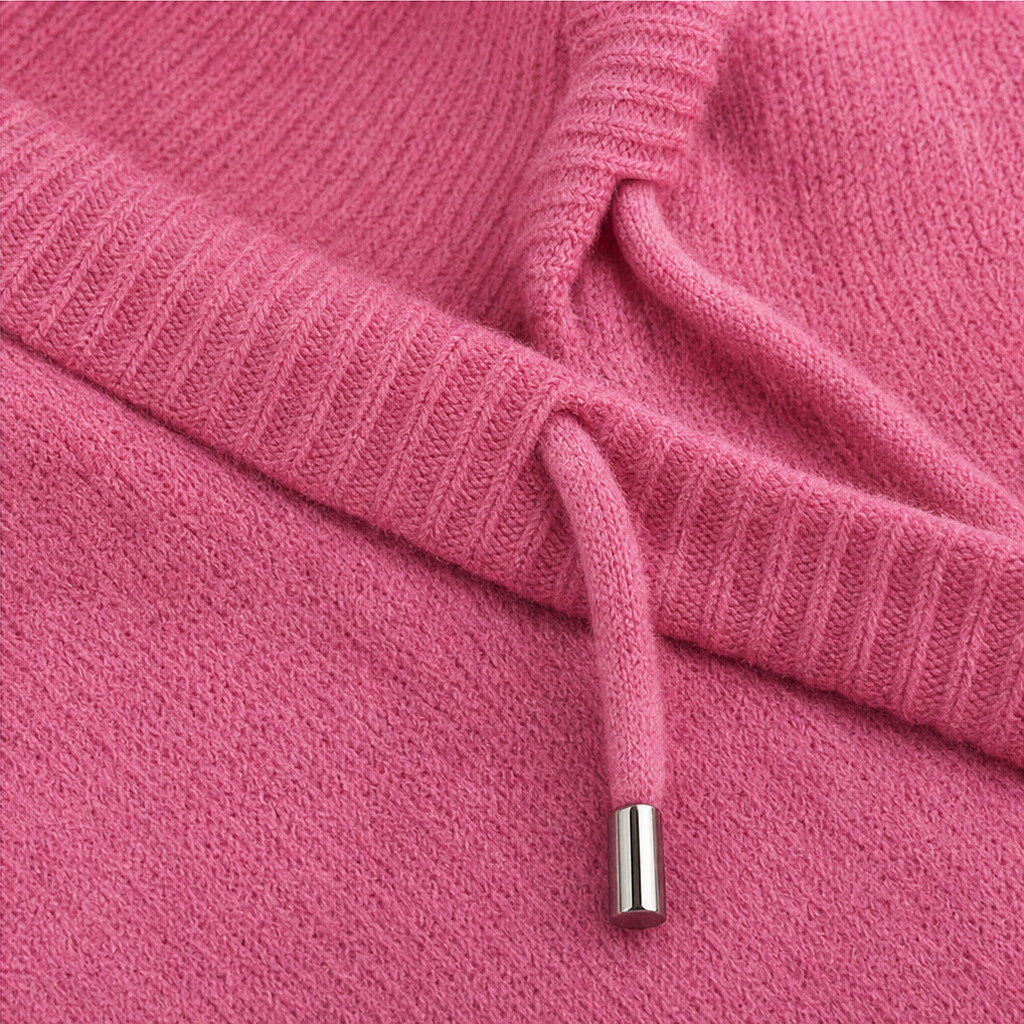 Women's Open-Knit Hoodie | Frayed-Edge Oversized Fit 11