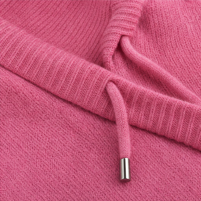 Women's Open-Knit Hoodie | Frayed-Edge Oversized Fit 11