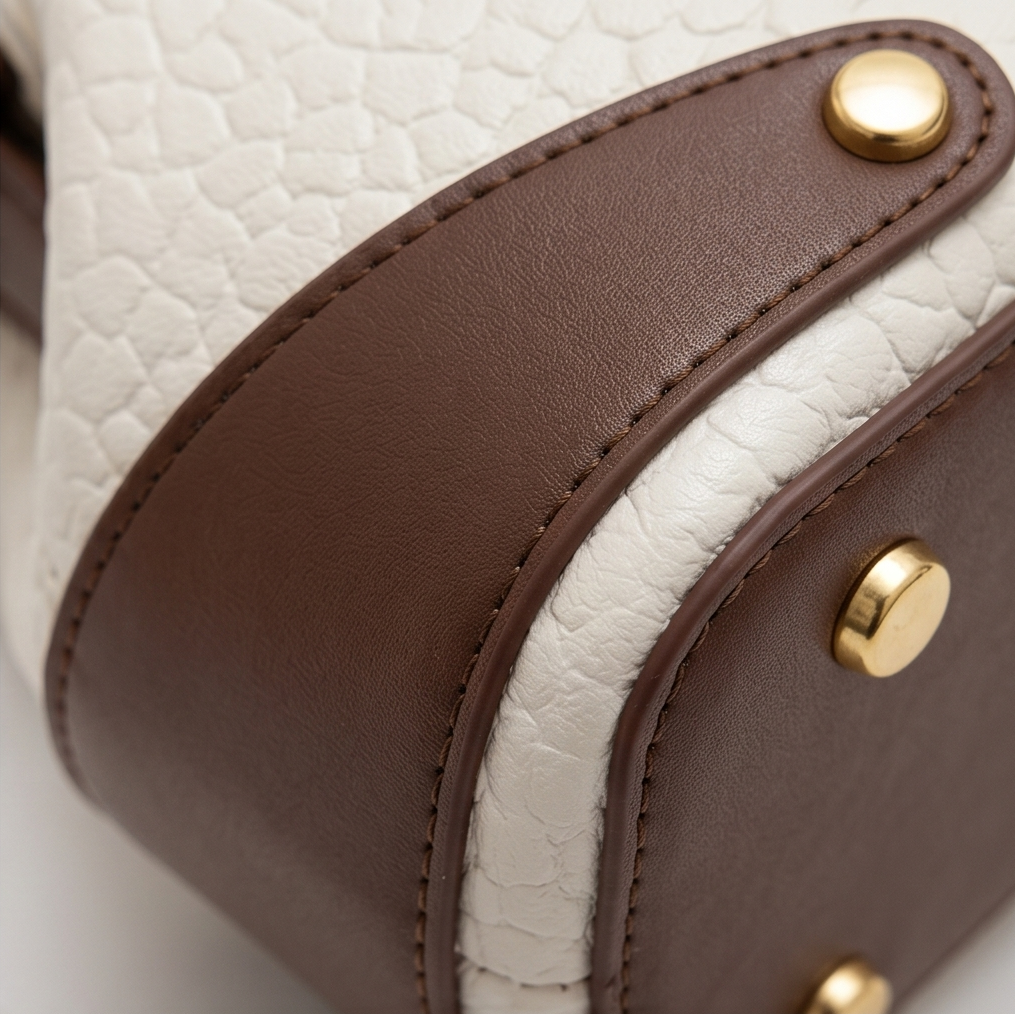 Women's Two-Tone Handbag | Doctor-Frame Shape & Hardware 14