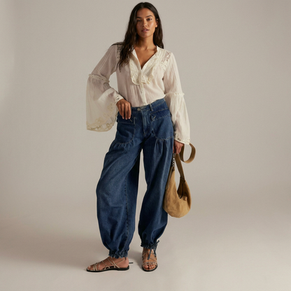 Women's High Waisted Jeans | Wide Leg & Elastic Waistband 1