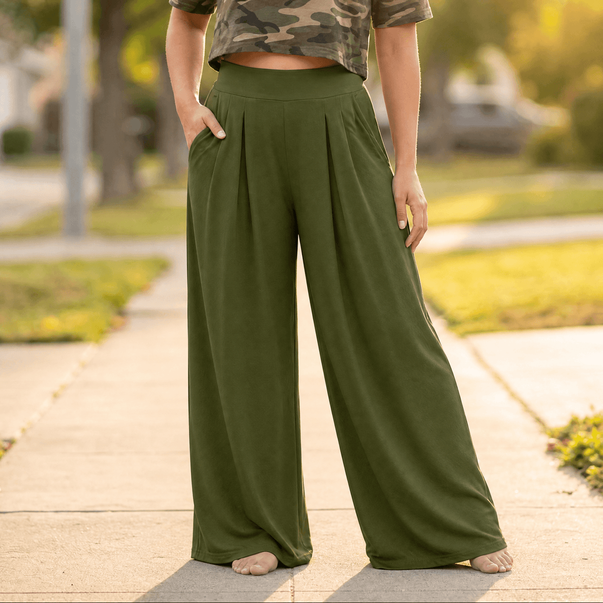 Women's Palazzo Pants | Pleated Wide Leg & Contoured Waist 19