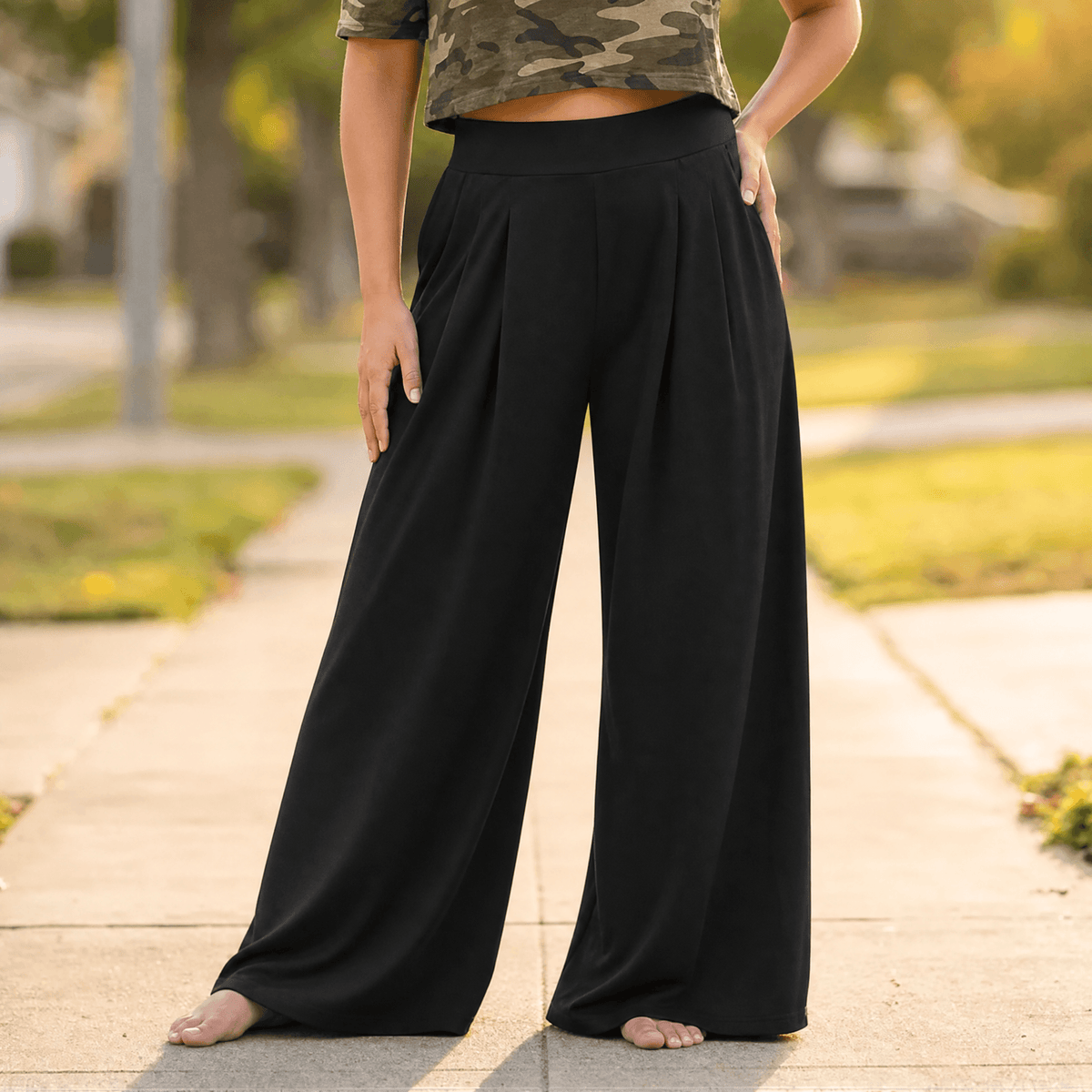 Women's Palazzo Pants | Pleated Wide Leg & Contoured Waist 15