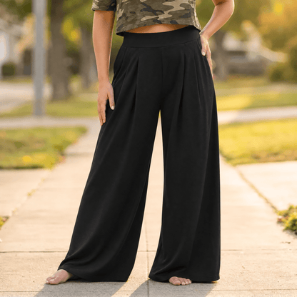 Women's Palazzo Pants | Pleated Wide Leg & Contoured Waist 15
