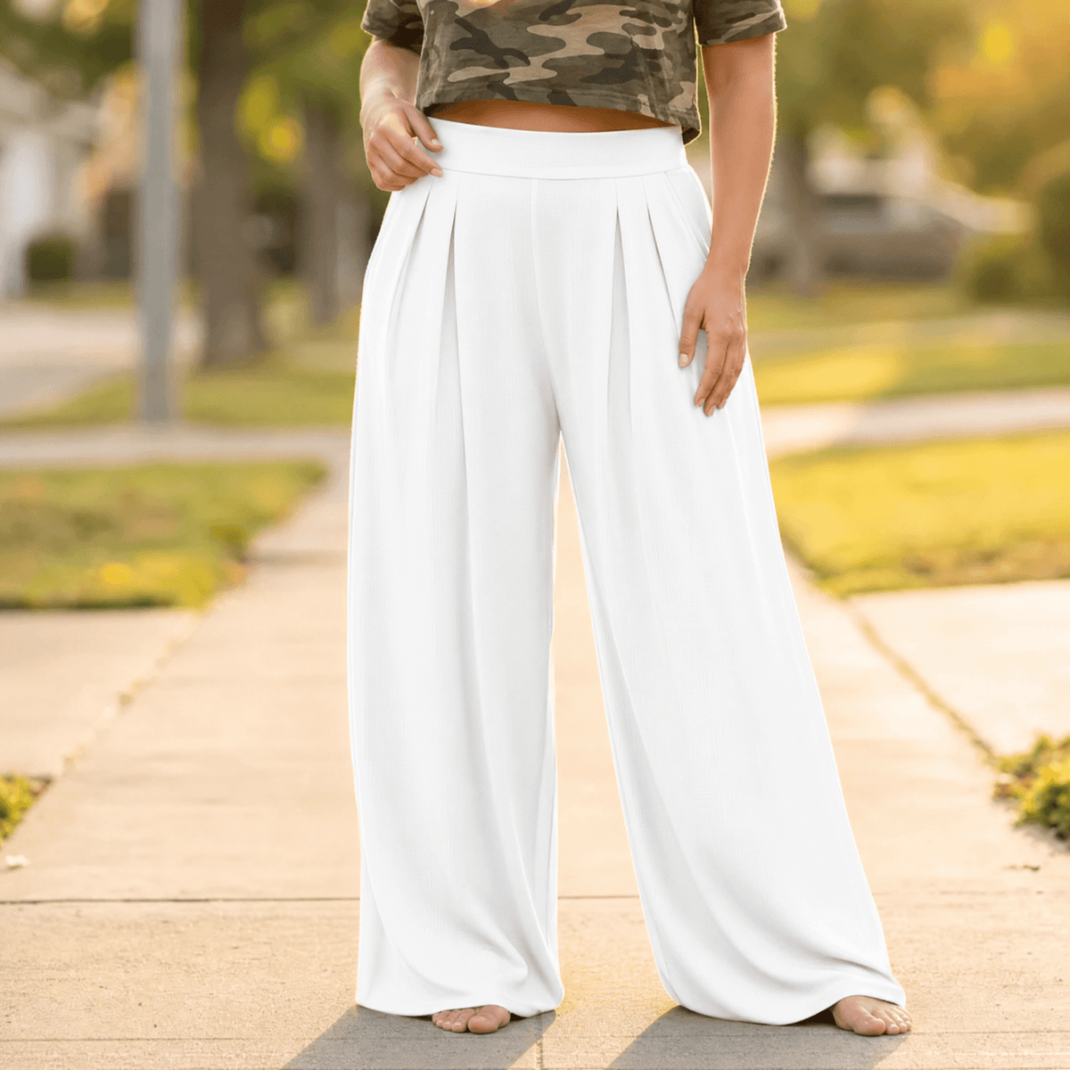 Women's Palazzo Pants | Pleated Wide Leg & Contoured Waist 16