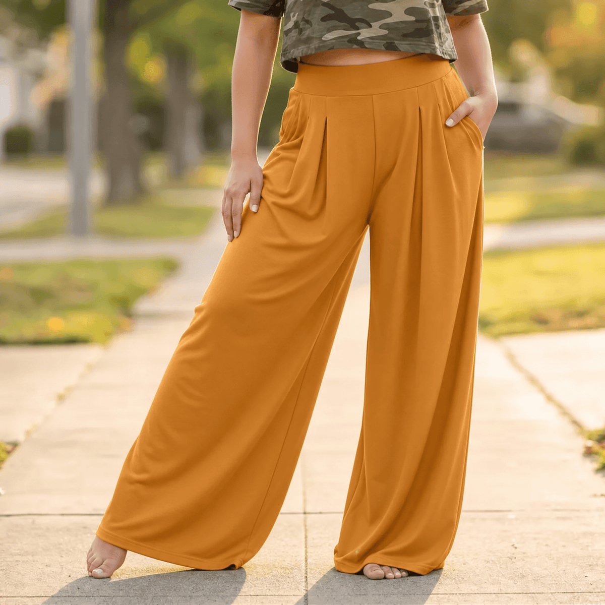 Women's Palazzo Pants | Pleated Wide Leg & Contoured Waist 18