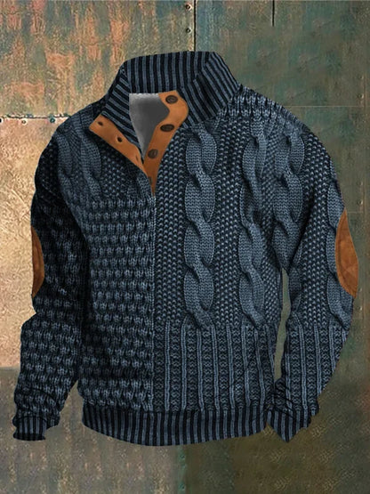 Men's Sweater | Button Neck Cable Knit 6