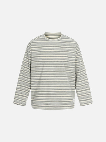 Damen Langarmshirt oversized mit grauen Streifen, Vorderansicht