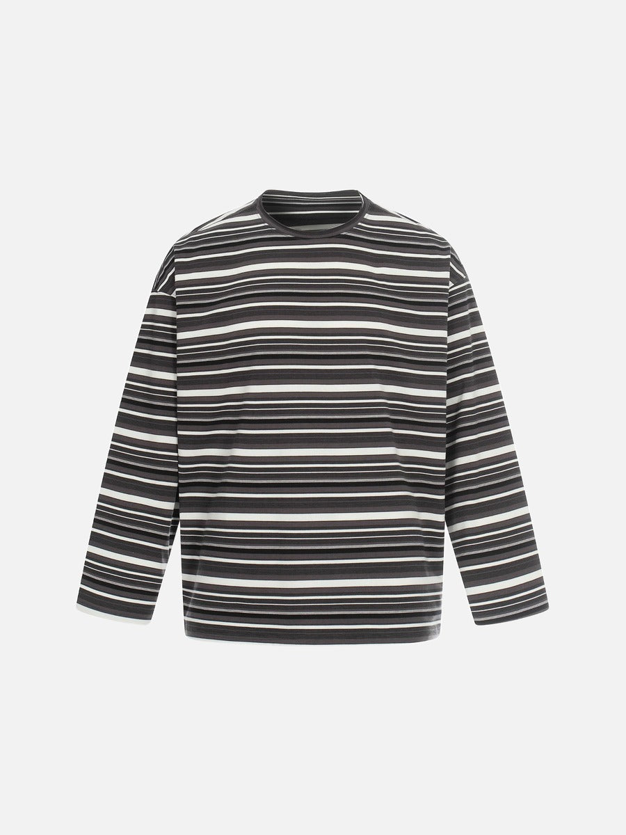 Damen Langarmshirt oversized mit grauen Streifen, Rückansicht