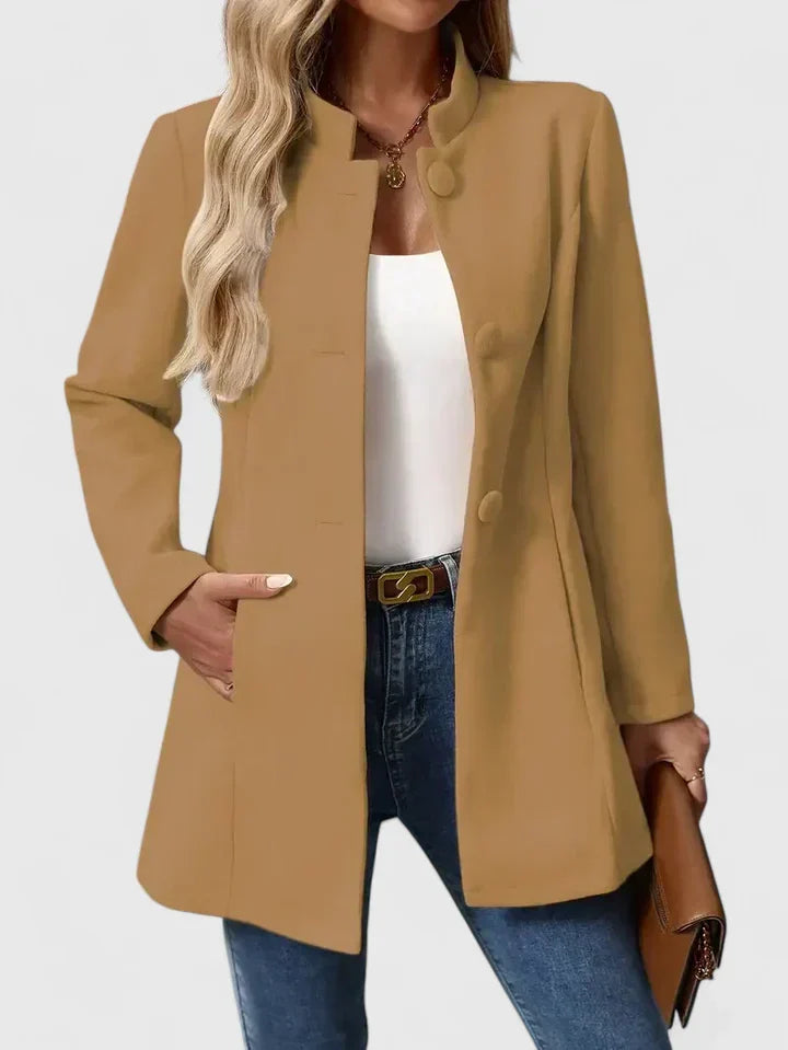 Women's Collarless Jacket | Elegant & Flattering Fit 1
