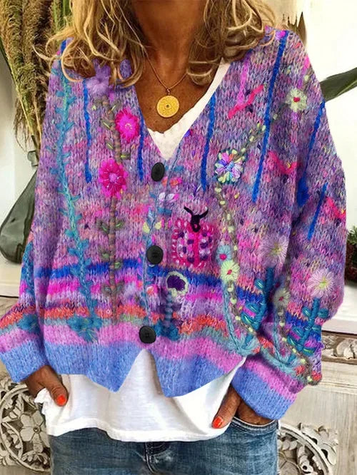 Women's Retro Cardigan | Printed Style & Elegant Fit 2