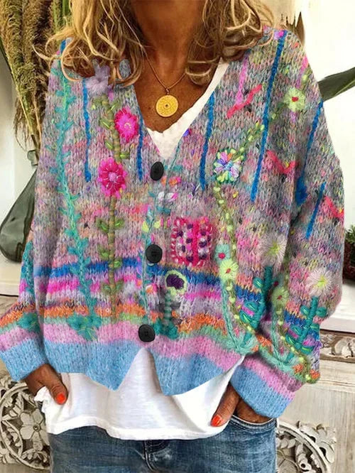 Women's Retro Cardigan | Printed Style & Elegant Fit 1