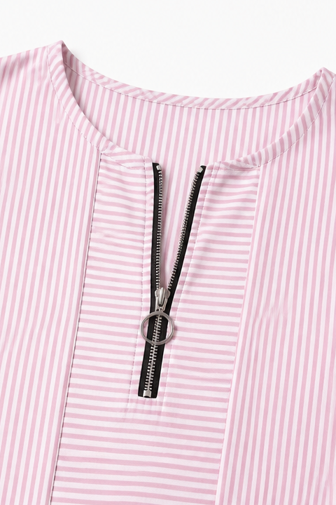Women's Striped Zip-Up Top | Relaxed Fit & Wrinkle Resistant 6