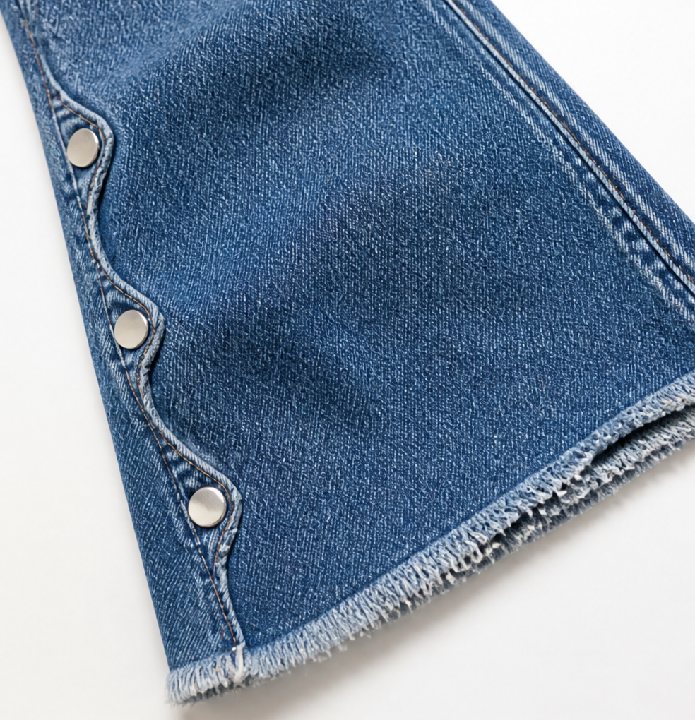 Women's Flare Jeans | Scalloped Buttons & Raw Hem 10