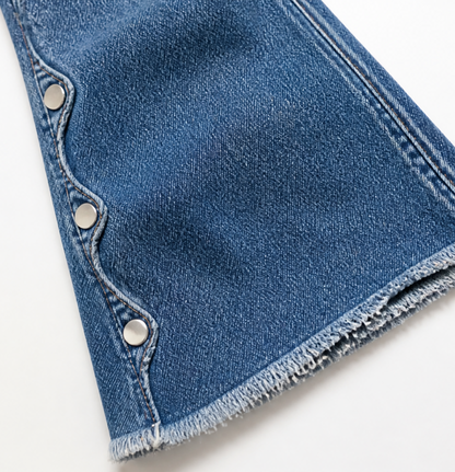 Women's Flare Jeans | Scalloped Buttons & Raw Hem 10