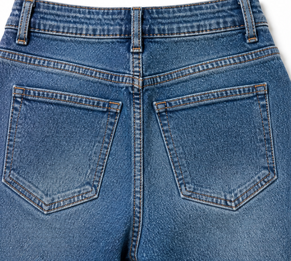 Women's Flare Jeans | Scalloped Buttons & Raw Hem 9