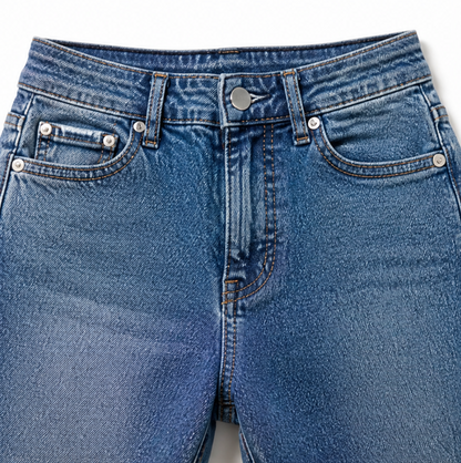 Women's Flare Jeans | Scalloped Buttons & Raw Hem 8