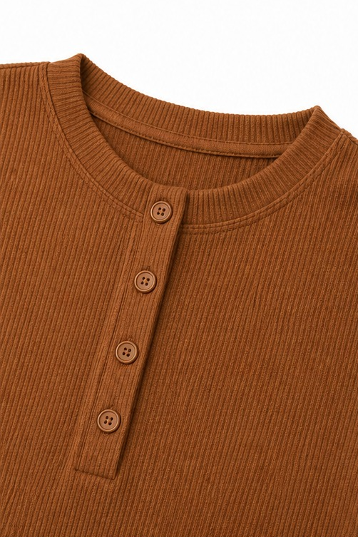 Women's Henley Top | Ribbed Texture & Relaxed Fit 5