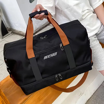 Men's Duffle Bag Shoe Compartment Front Pocket with Adjustable Strap 2