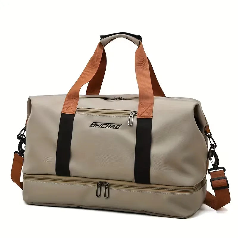 Men's Duffle Bag Shoe Compartment Front Pocket with Adjustable Strap 3