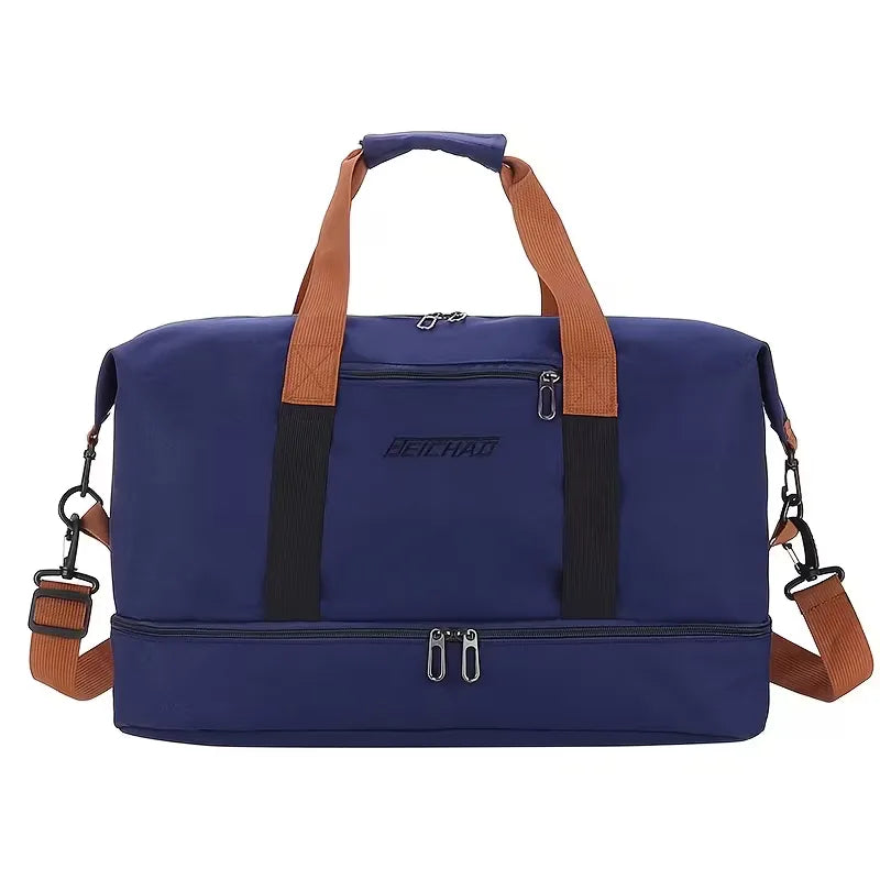 Men's Duffle Bag Shoe Compartment Front Pocket with Adjustable Strap 7