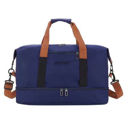 Men's Duffle Bag Shoe Compartment Front Pocket with Adjustable Strap 7
