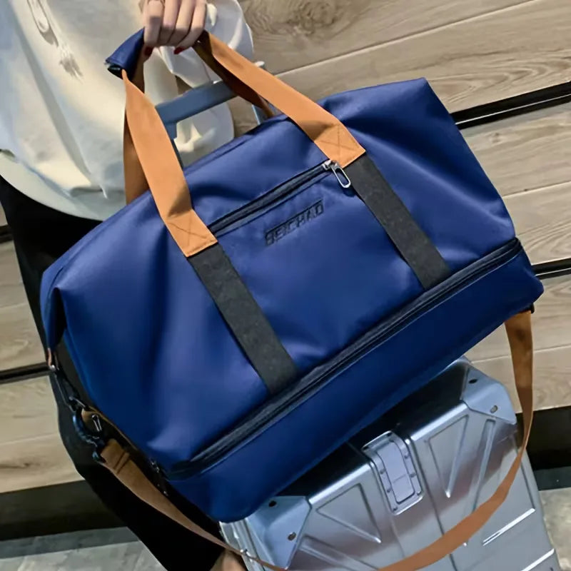 Men's Duffle Bag Shoe Compartment Front Pocket with Adjustable Strap 8