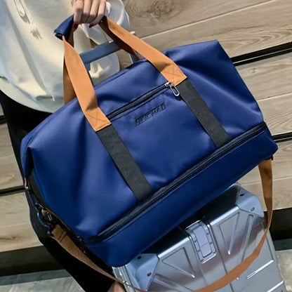 Men's Duffle Bag Shoe Compartment Front Pocket with Adjustable Strap 8