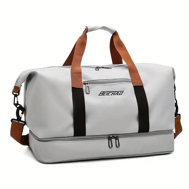 Men's Duffle Bag Shoe Compartment Front Pocket with Adjustable Strap 9