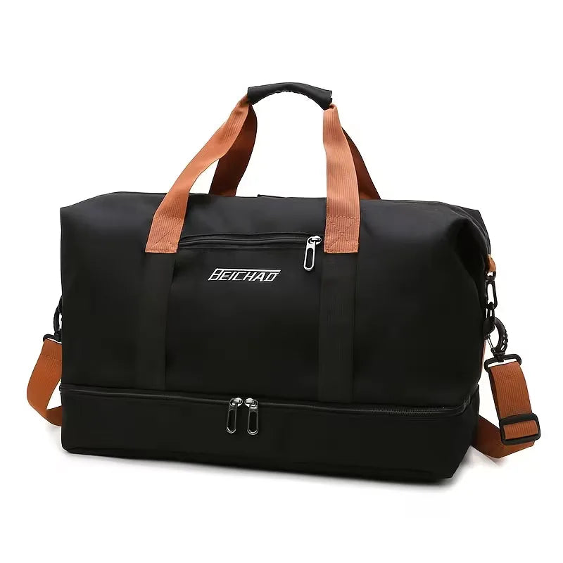 Men's Duffle Bag Shoe Compartment Front Pocket with Adjustable Strap 1