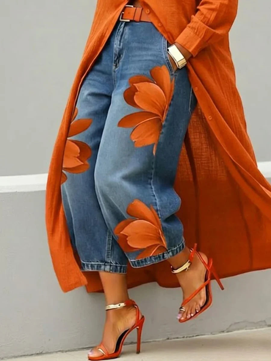 Women's Shirt & Jeans Co-ord Set | Floral Embroidered Design 6