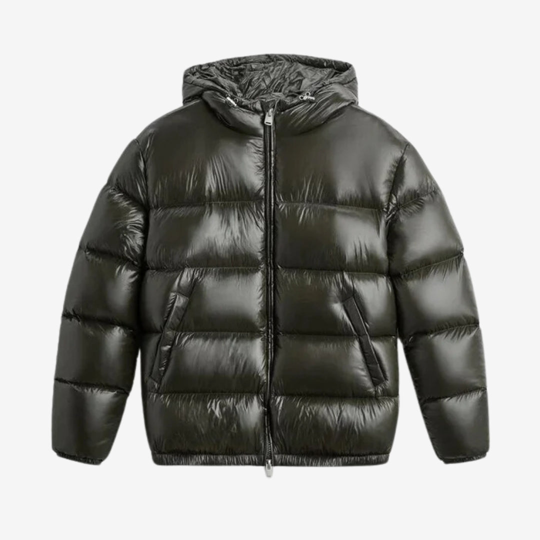 Men's Short Puffer Jacket | Hooded & Glossy Finish 8