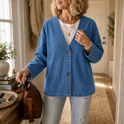 Women's Cardigan | Collarless & Soft Comfort 2