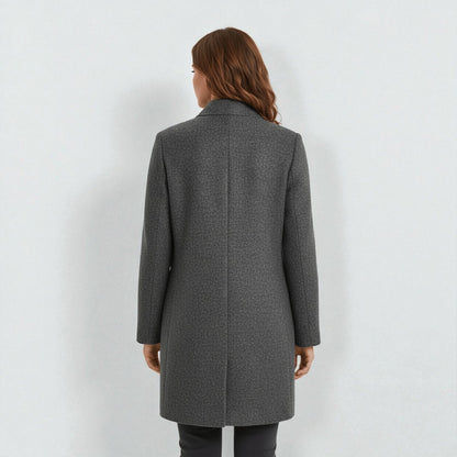 Elara – Women's Coat with Stand-Up Collar and Pockets - Coats - Grey - Davies & Cooper