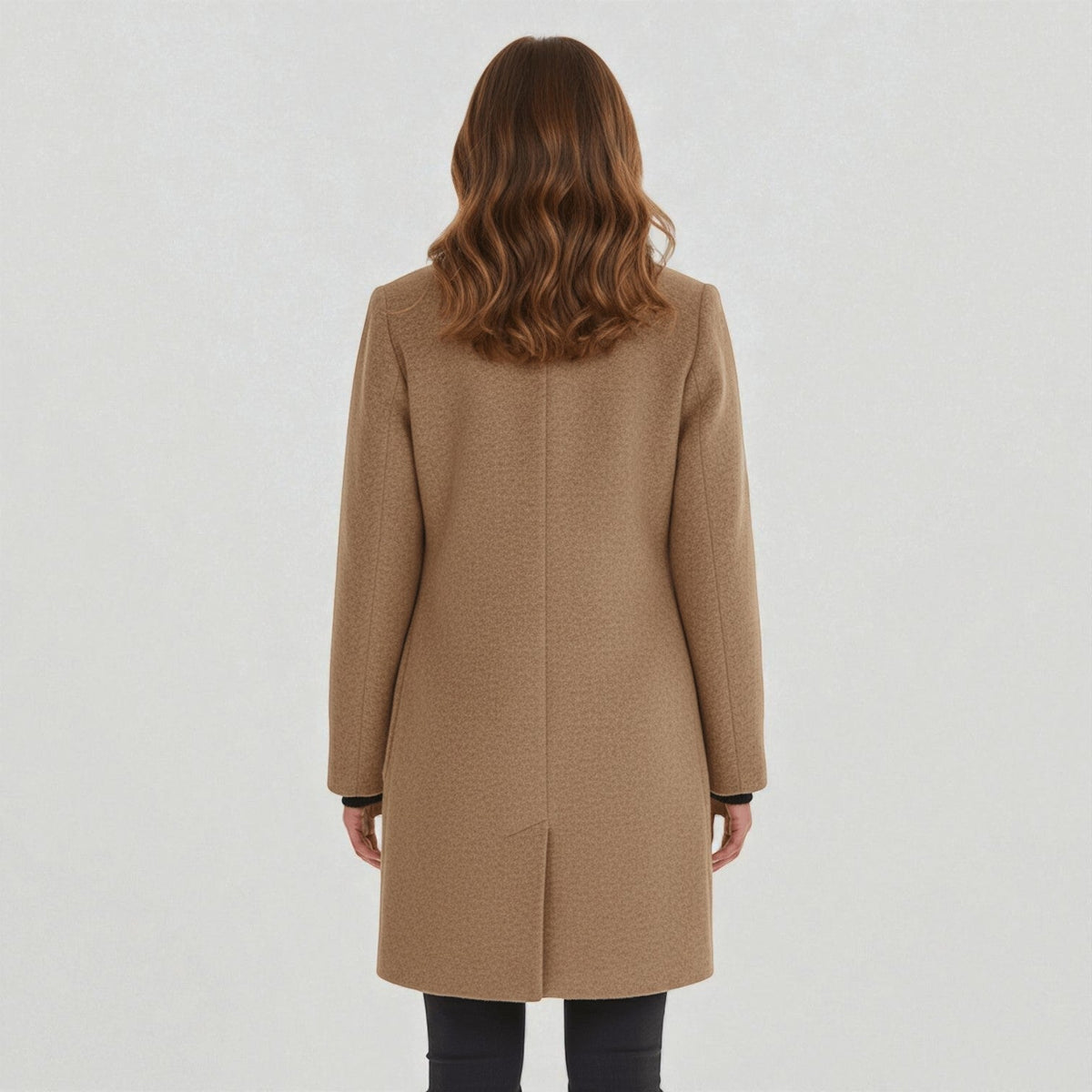 Elara – Women's Coat with Stand-Up Collar and Pockets - Coats - Khaki - Davies & Cooper