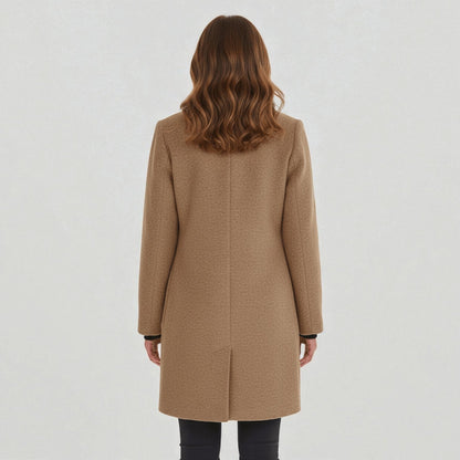 Elara – Women's Coat with Stand-Up Collar and Pockets - Coats - Khaki - Davies & Cooper