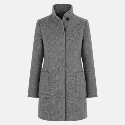 Elara – Women's Coat with Stand-Up Collar and Pockets - Coats - Light Grey - Davies & Cooper