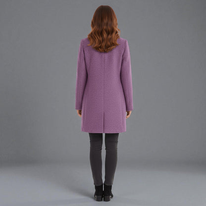 Elara – Women's Coat with Stand-Up Collar and Pockets - Coats - Purple - Davies & Cooper
