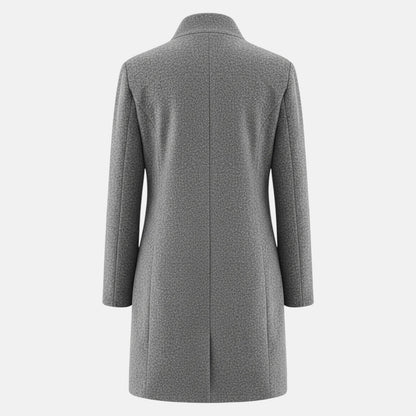 Elara – Women's Coat with Stand-Up Collar and Pockets - Coats - Light Grey - Davies & Cooper
