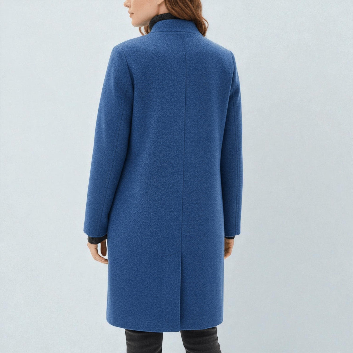 Elara – Women's Coat with Stand-Up Collar and Pockets - Coats - Light Grey - Davies & Cooper