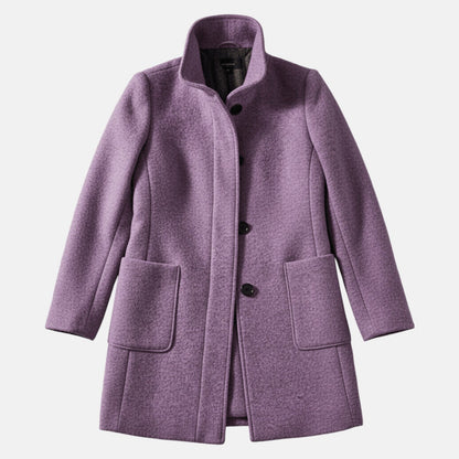 Elara – Women's Coat with Stand-Up Collar and Pockets - Coats - Purple - Davies & Cooper