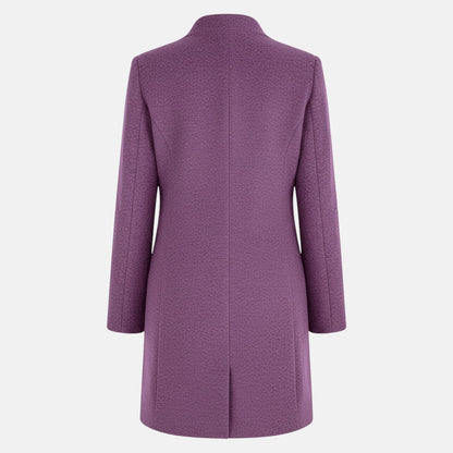 Elara – Women's Coat with Stand-Up Collar and Pockets - Coats - Purple - Davies & Cooper