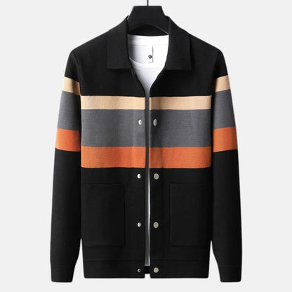 Elias – Men's Cardigan with Double Front Pockets and Button Closure - Cardigans - Orange - Davies & Cooper