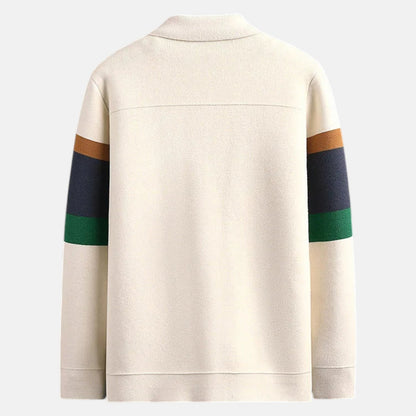 Elias – Men's Cardigan with Double Front Pockets and Button Closure - Cardigans - White - Davies & Cooper