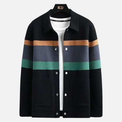Elias – Men's Cardigan with Double Front Pockets and Button Closure - Cardigans - Green - Davies & Cooper