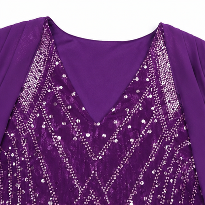 Women's Two-Piece Sequin Dress | Sheer Jacket & Shimmer Design 7