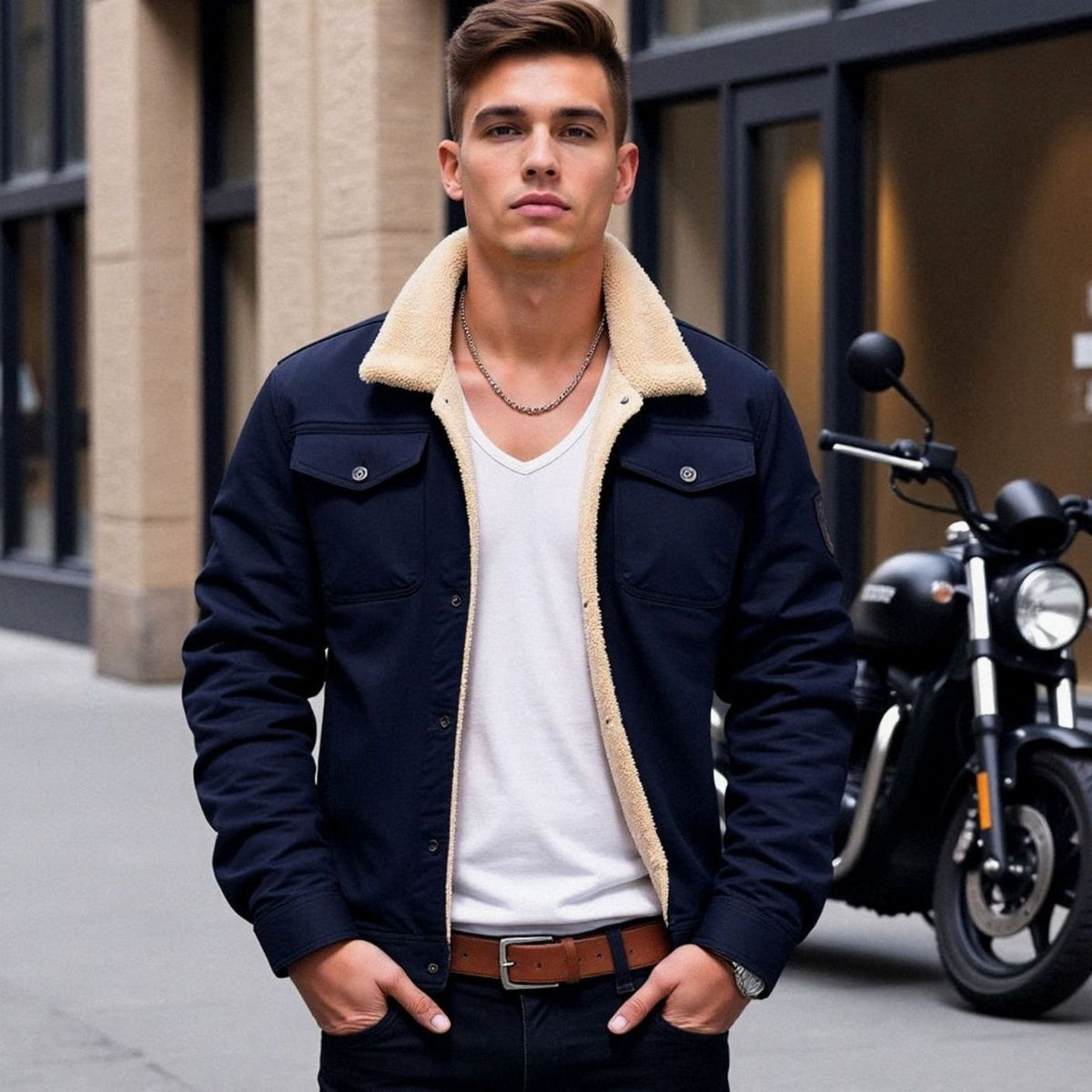 Ernest | Men's Sherpa-Lined Relaxed-Fit Snap-Button Casual Jacket